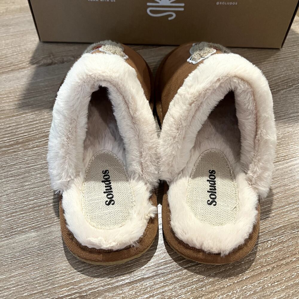 Womens Soludos Faux Fur Slippers Llama Cozy Tan Size 8 (these run a size small) - Picture 2 of 2